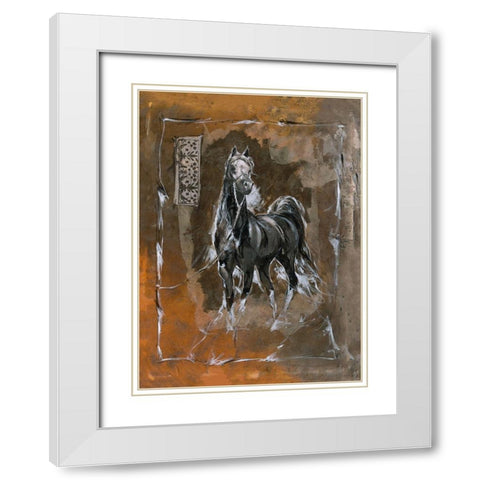 Horse Sepia White Modern Wood Framed Art Print with Double Matting by Wiley, Marta