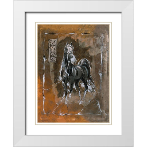Horse Sepia White Modern Wood Framed Art Print with Double Matting by Wiley, Marta
