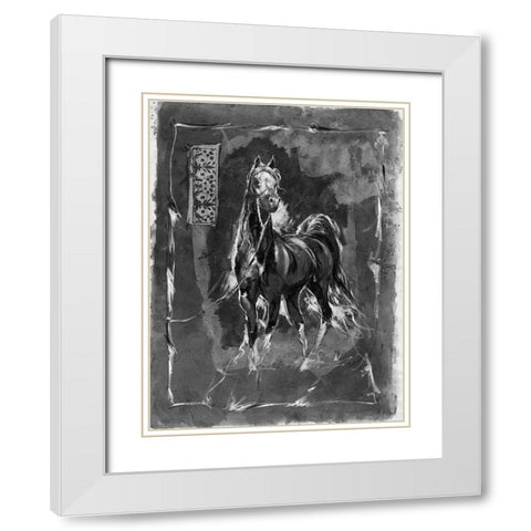 Horse BandW White Modern Wood Framed Art Print with Double Matting by Wiley, Marta