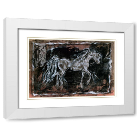 White Horse different border White Modern Wood Framed Art Print with Double Matting by Wiley, Marta