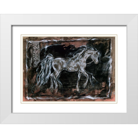 White Horse different border White Modern Wood Framed Art Print with Double Matting by Wiley, Marta