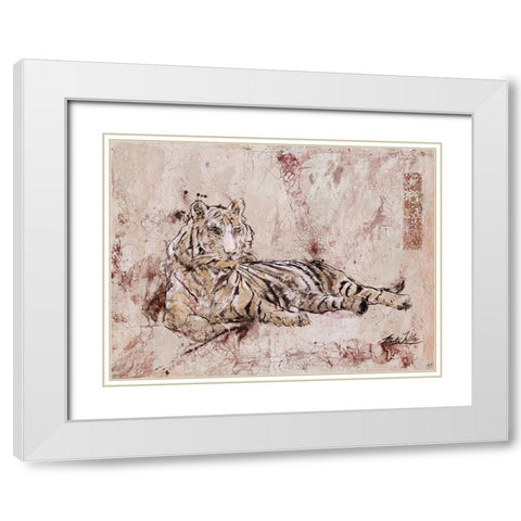 Beige, Tiger White Modern Wood Framed Art Print with Double Matting by Wiley, Marta