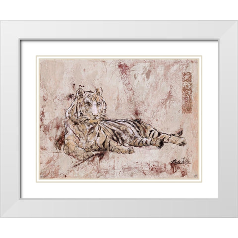 Beige, Tiger White Modern Wood Framed Art Print with Double Matting by Wiley, Marta