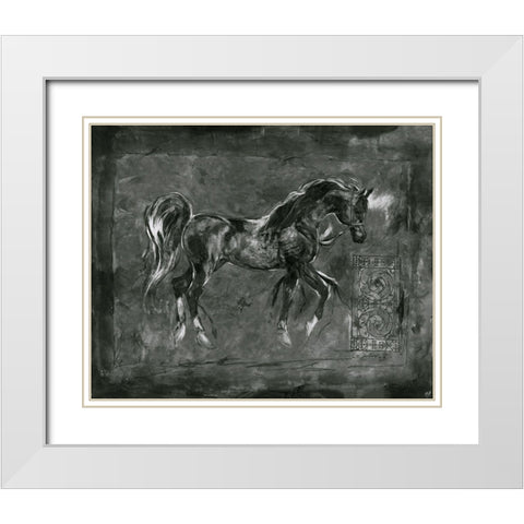 BandW Horse White Modern Wood Framed Art Print with Double Matting by Wiley, Marta