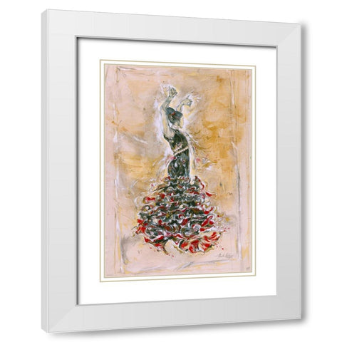 Sepia Flamenco Dancer White Modern Wood Framed Art Print with Double Matting by Wiley, Marta