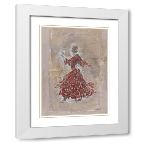 Red Flamenco, Beige White Modern Wood Framed Art Print with Double Matting by Wiley, Marta