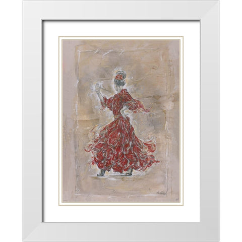 Red Flamenco, Beige White Modern Wood Framed Art Print with Double Matting by Wiley, Marta