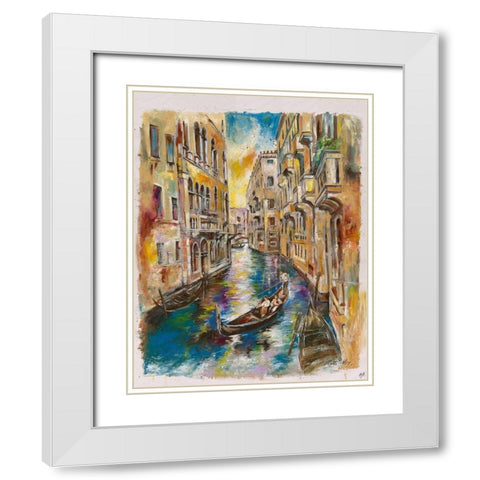 Golden Venice I White Modern Wood Framed Art Print with Double Matting by Wiley, Marta