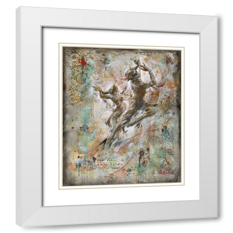 golden Flute Players White Modern Wood Framed Art Print with Double Matting by Wiley, Marta