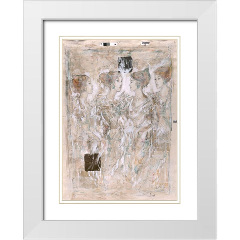 Beige, Ballerina White Modern Wood Framed Art Print with Double Matting by Wiley, Marta