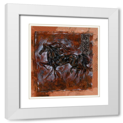 Sepia horse crackle White Modern Wood Framed Art Print with Double Matting by Wiley, Marta