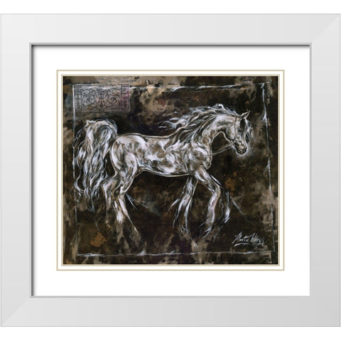 Crackle Horse Black- Dark White Modern Wood Framed Art Print with Double Matting by Wiley, Marta