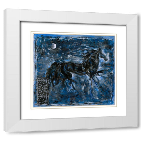 Blue Horse White Modern Wood Framed Art Print with Double Matting by Wiley, Marta