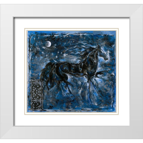 Blue Horse White Modern Wood Framed Art Print with Double Matting by Wiley, Marta