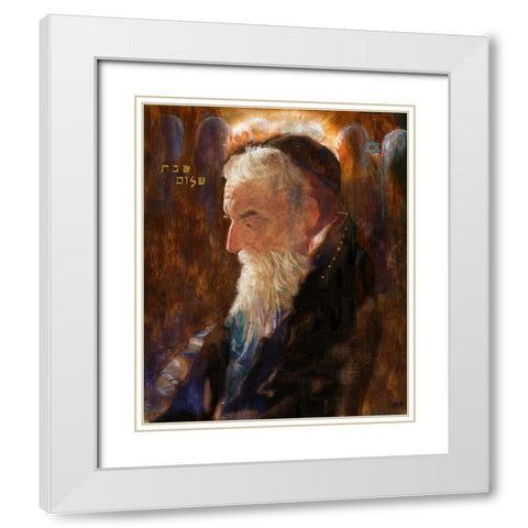 Rabbi White Modern Wood Framed Art Print with Double Matting by Wiley, Marta