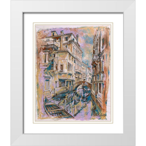 Beige, Venice White Modern Wood Framed Art Print with Double Matting by Wiley, Marta