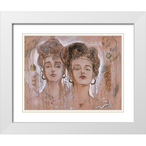 Two Ladies White Modern Wood Framed Art Print with Double Matting by Wiley, Marta