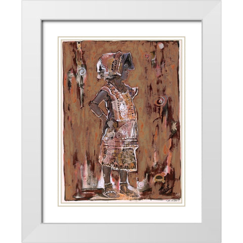 African Girl White Modern Wood Framed Art Print with Double Matting by Wiley, Marta