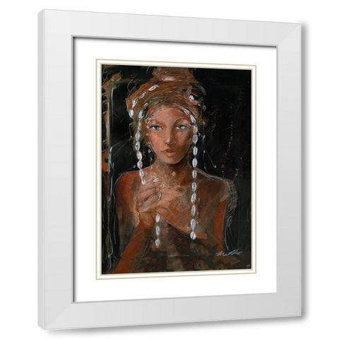 African Beauty White Modern Wood Framed Art Print with Double Matting by Wiley, Marta