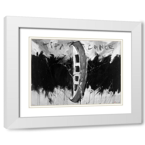Tip A Canoe BandW White Modern Wood Framed Art Print with Double Matting by Wiley, Marta