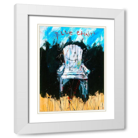 Blue Chair color White Modern Wood Framed Art Print with Double Matting by Wiley, Marta