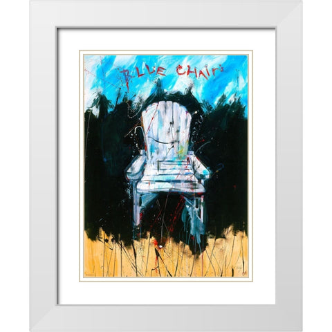 Blue Chair color White Modern Wood Framed Art Print with Double Matting by Wiley, Marta