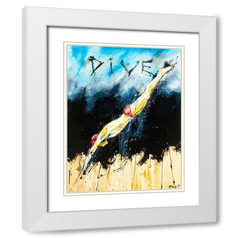 DIVE Color White Modern Wood Framed Art Print with Double Matting by Wiley, Marta