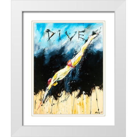 DIVE Color White Modern Wood Framed Art Print with Double Matting by Wiley, Marta