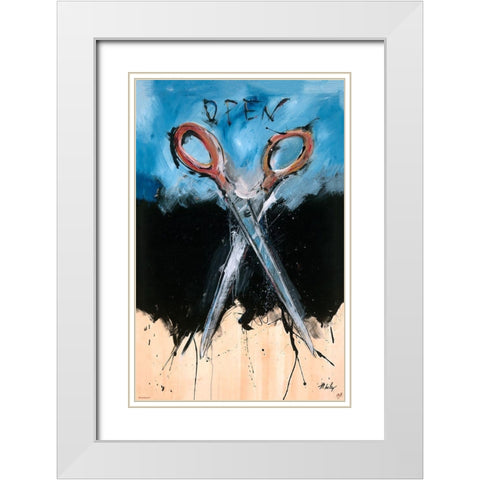 Open darker colors White Modern Wood Framed Art Print with Double Matting by Wiley, Marta