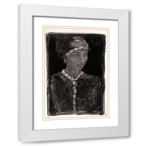 African Style BandW White Modern Wood Framed Art Print with Double Matting by Wiley, Marta