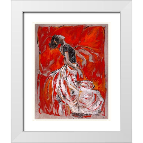 Red Dancer- Cadmium White Modern Wood Framed Art Print with Double Matting by Wiley, Marta