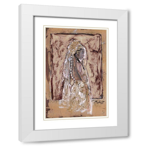 African Queen II White Modern Wood Framed Art Print with Double Matting by Wiley, Marta