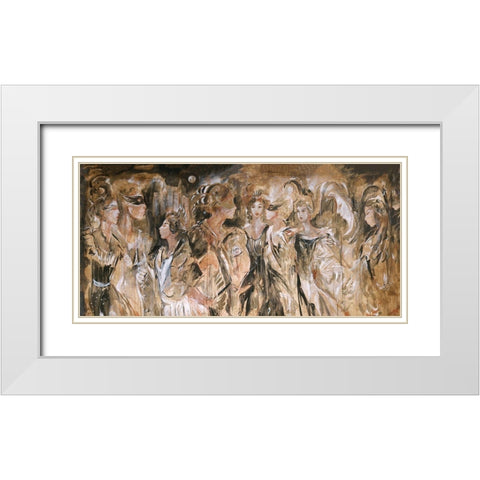 Renaisaunce III- vertical piece White Modern Wood Framed Art Print with Double Matting by Wiley, Marta
