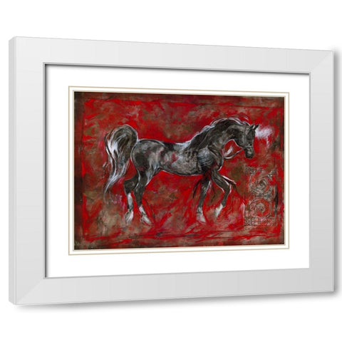 Red Lepa Zena White Modern Wood Framed Art Print with Double Matting by Wiley, Marta