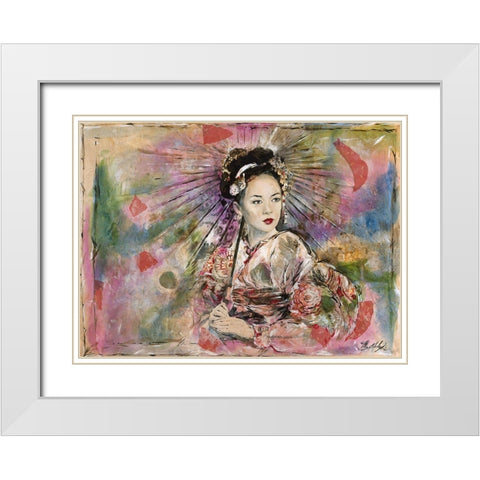 Geisha II White Modern Wood Framed Art Print with Double Matting by Wiley, Marta