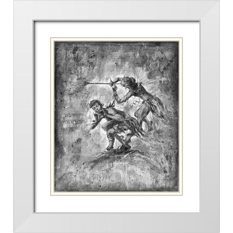 Flute Players- BandW White Modern Wood Framed Art Print with Double Matting by Wiley, Marta