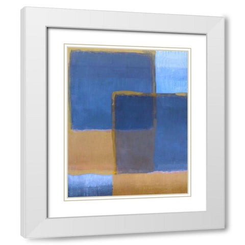Blue and Ochre White Modern Wood Framed Art Print with Double Matting by Wiley, Marta