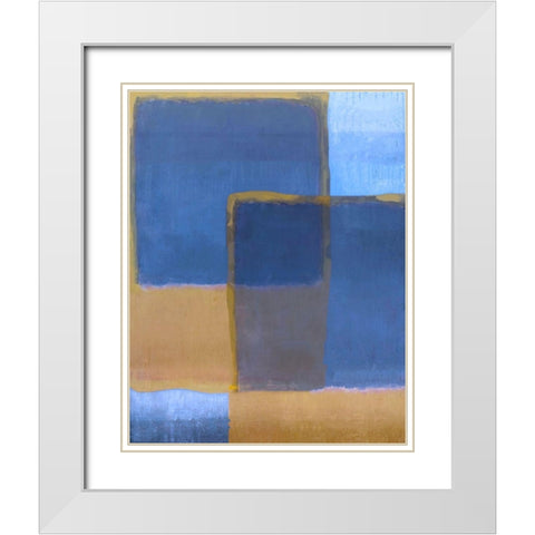 Blue and Ochre White Modern Wood Framed Art Print with Double Matting by Wiley, Marta