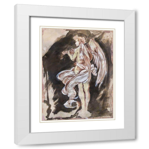 Classical Angel Drawing White Modern Wood Framed Art Print with Double Matting by Wiley, Marta