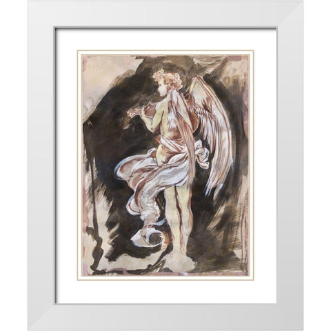 Classical Angel Drawing White Modern Wood Framed Art Print with Double Matting by Wiley, Marta