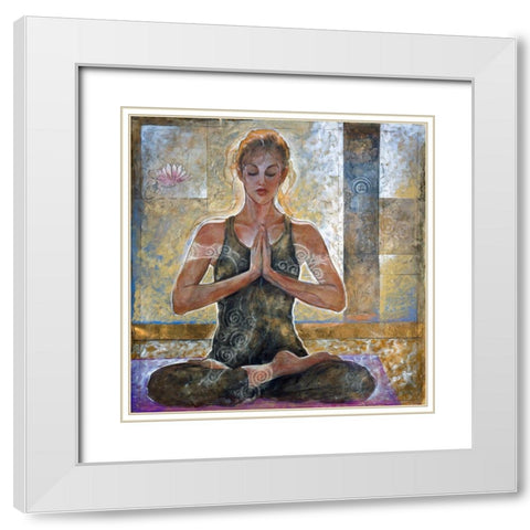 Yoga Sandy White Modern Wood Framed Art Print with Double Matting by Wiley, Marta
