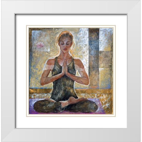 Yoga Sandy White Modern Wood Framed Art Print with Double Matting by Wiley, Marta