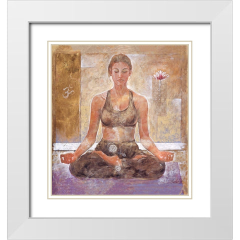 Yoga II Sandy White Modern Wood Framed Art Print with Double Matting by Wiley, Marta