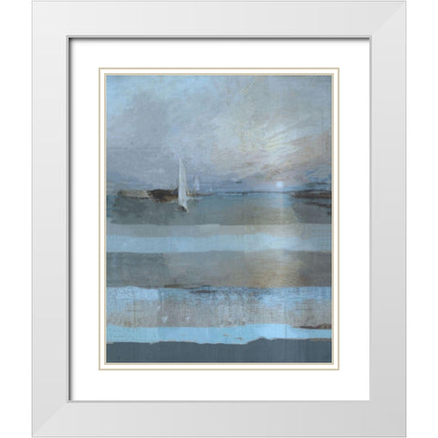 Classical Sail Blue White Modern Wood Framed Art Print with Double Matting by Wiley, Marta