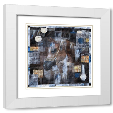 Horse and Silver Foil White Modern Wood Framed Art Print with Double Matting by Wiley, Marta