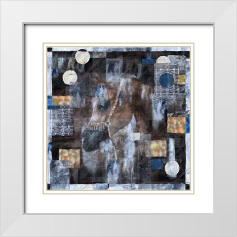 Horse and Silver Foil White Modern Wood Framed Art Print with Double Matting by Wiley, Marta