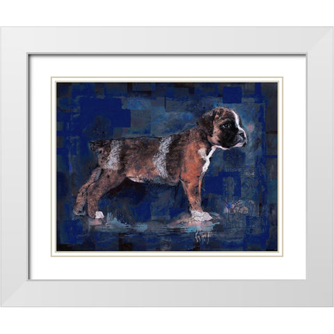 Blue Pup White Modern Wood Framed Art Print with Double Matting by Wiley, Marta