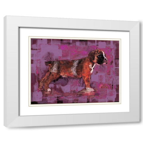 Pink Pup White Modern Wood Framed Art Print with Double Matting by Wiley, Marta