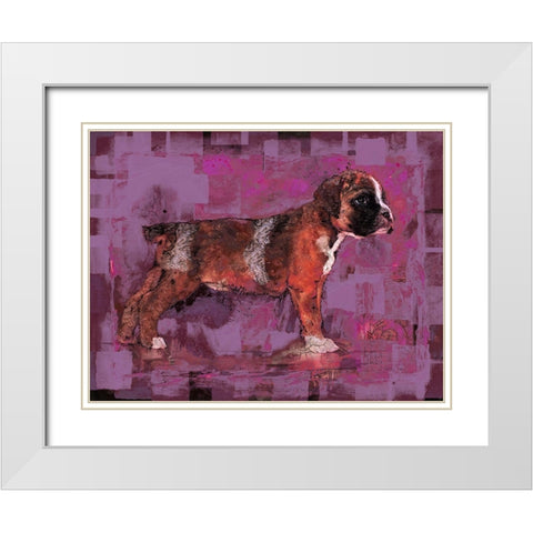 Pink Pup White Modern Wood Framed Art Print with Double Matting by Wiley, Marta
