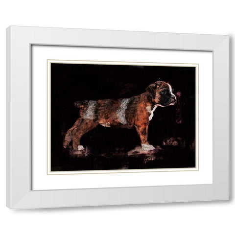 Black Pup White Modern Wood Framed Art Print with Double Matting by Wiley, Marta